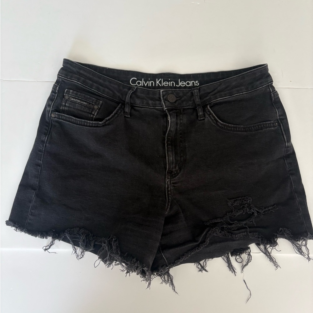 Calvin Klein Black Distressed Women Shorts 30